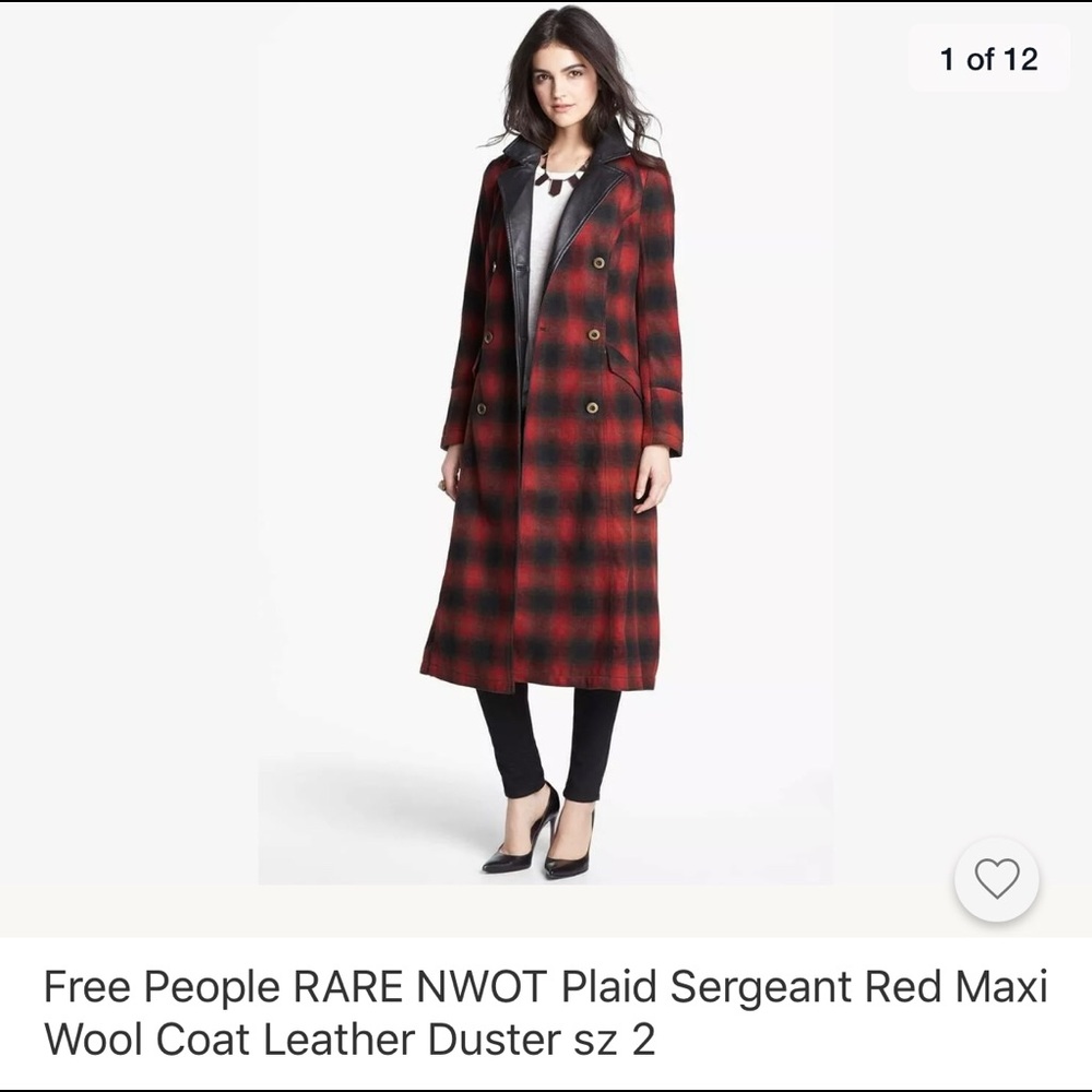Free People Red Plaid Sergeant Jacket